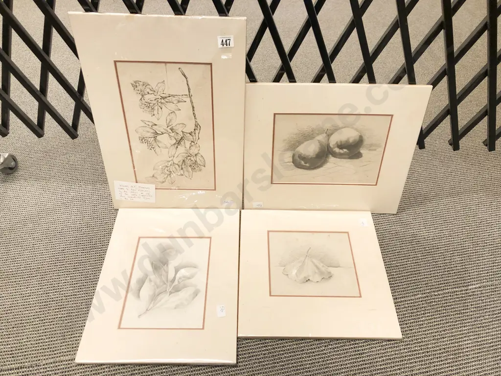 Four Unframed Pencil Drawings by William R. de Barclay Image 1++