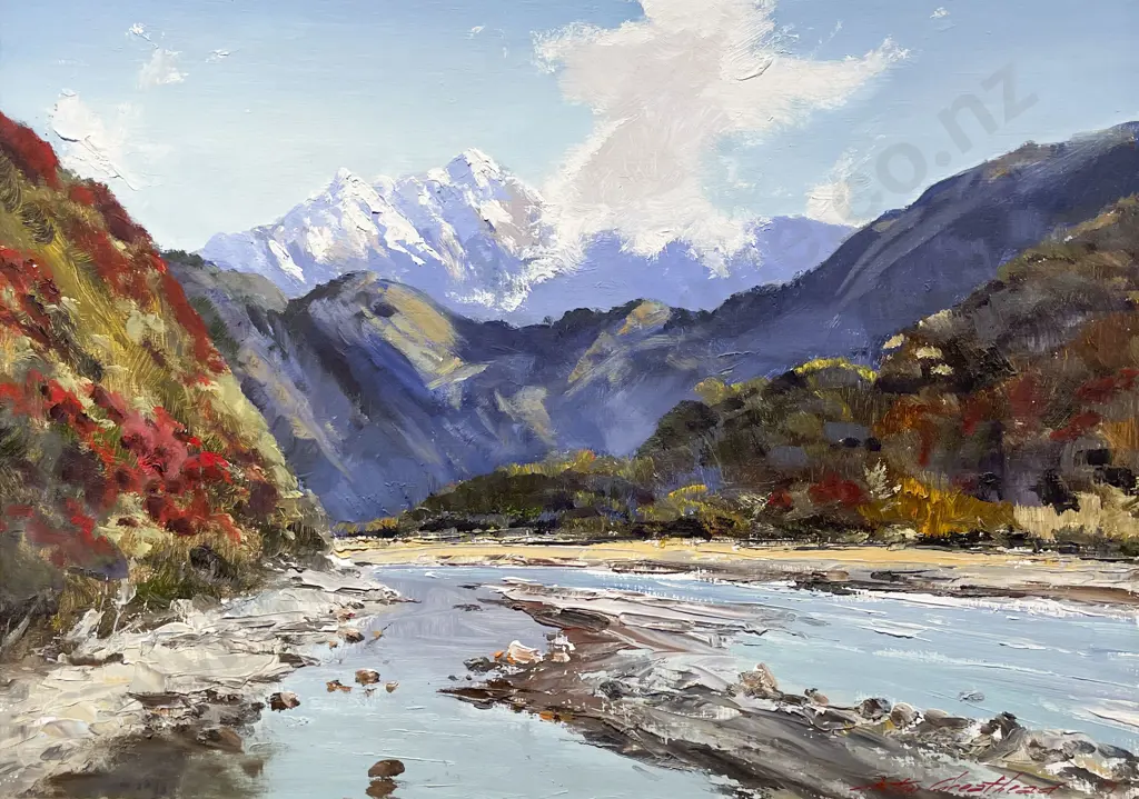 Aston Greathead - "Huhuka River Westland" - Oil on Board Image 1++