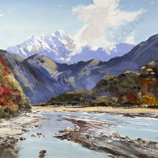 Aston Greathead - "Huhuka River Westland" - Oil on Board