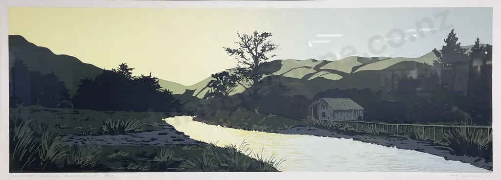 M.A. McDonald - "Midwinter Evening Pauatahanui" - Screenprint 30/40 Image 1++
