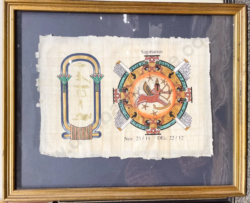 Three Framed Egyptian Paintings on Papyrus Image 1++