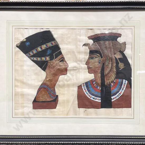 Three Framed Egyptian Paintings on Papyrus