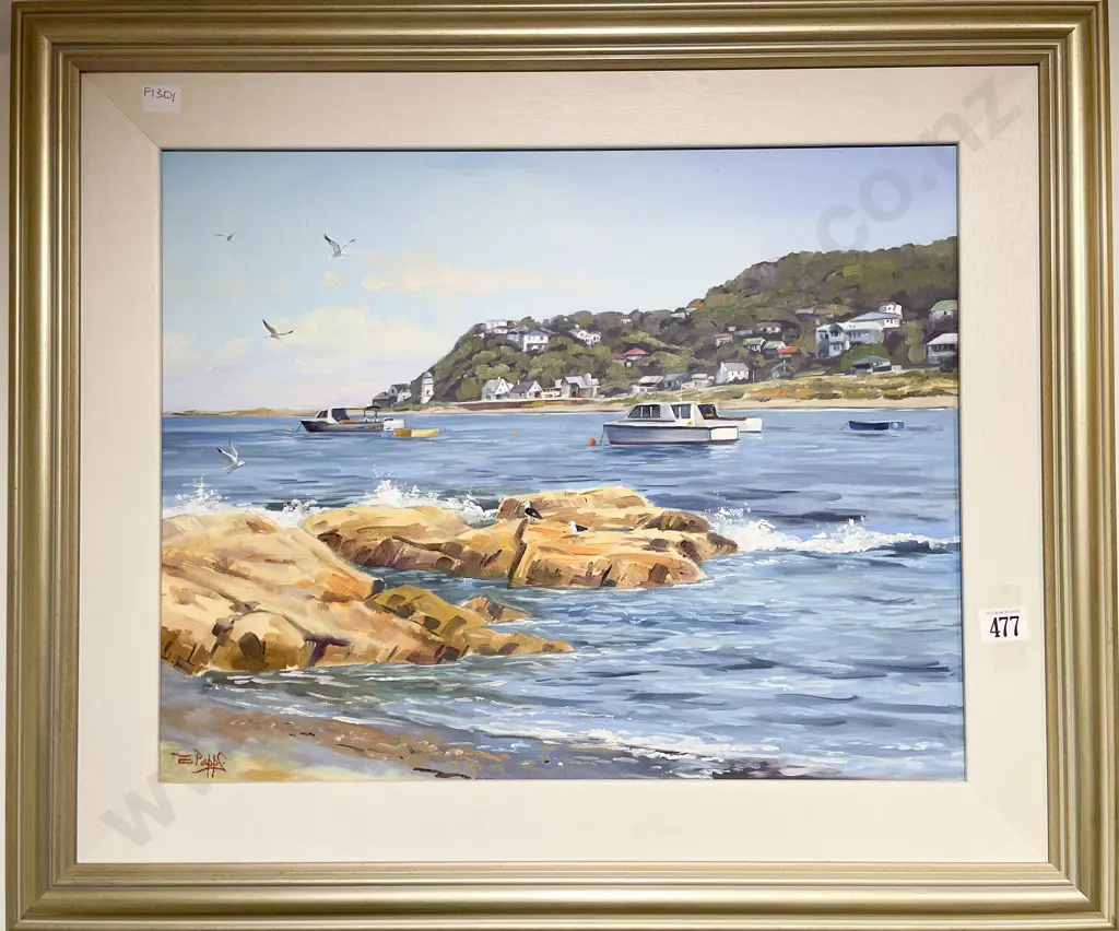 Ernest Papps - "Island Bay" - Oil on Board Image 1++