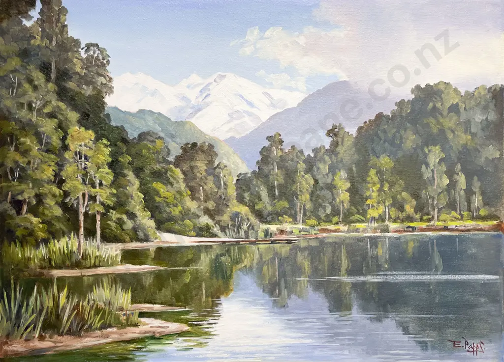 Ernest Papps - "Lake Makourika West Coast" - Oil on Board Image 1++
