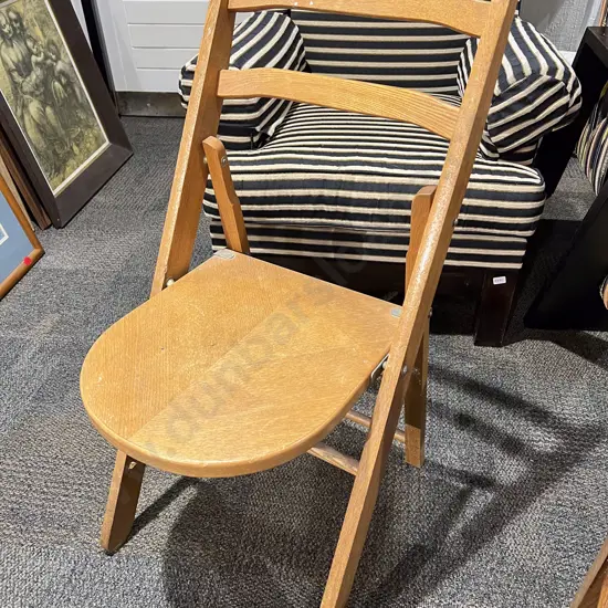Vintage Oak Folding Chair
