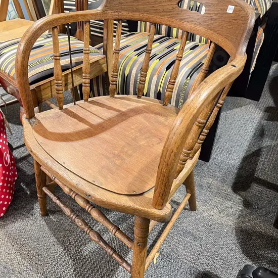 Oak Spindle Back Tub Chair