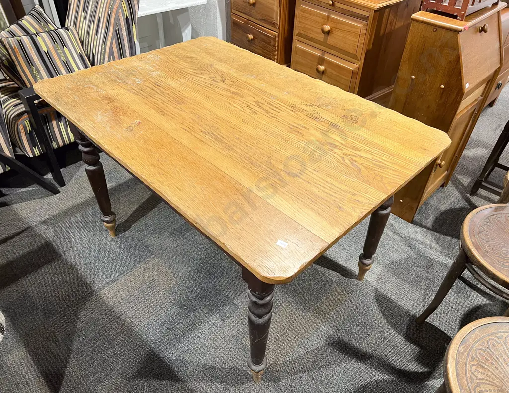 Country Kitchen Oak Top Single Drawer Work Table Image 1++