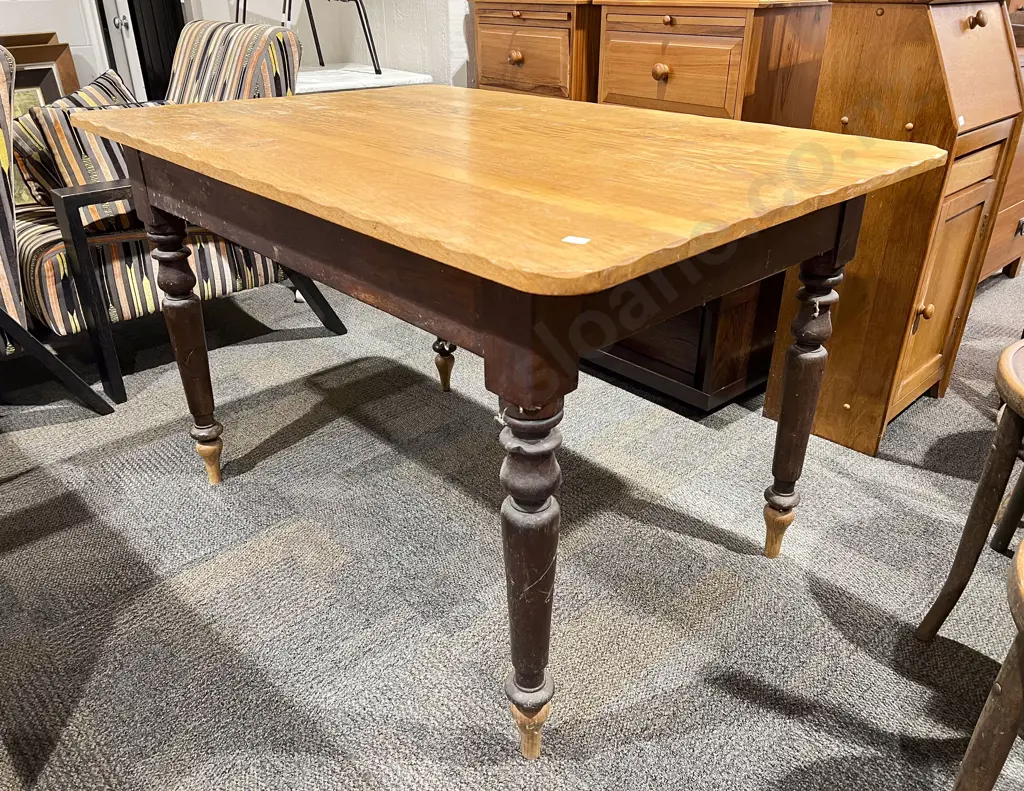 Country Kitchen Oak Top Single Drawer Work Table Image 1++
