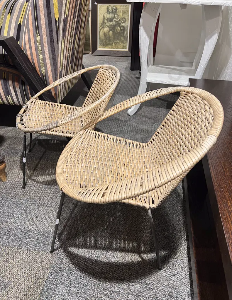 Two Mid Century Cane Coolie Children's Chairs Image 1++