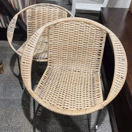 Two Mid Century Cane Coolie Children's Chairs