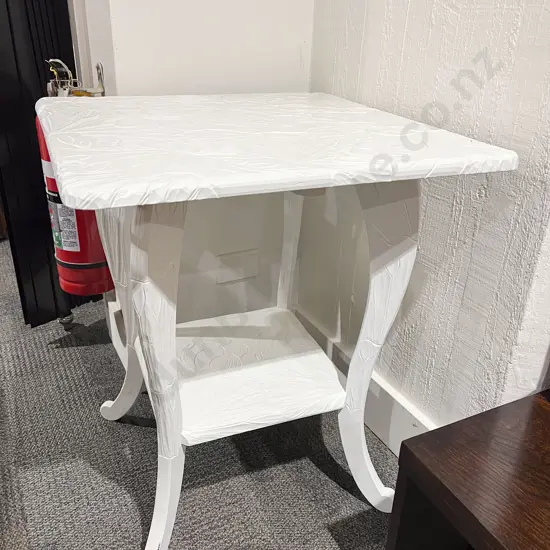 Japanese White Painted Carved Side Table, c1900