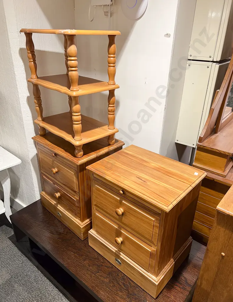 Pair of Town & Country Made Bedside Drawers together with Whatnot Image 1++