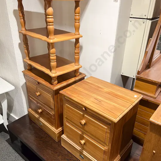 Pair of Town & Country Made Bedside Drawers together with Whatnot