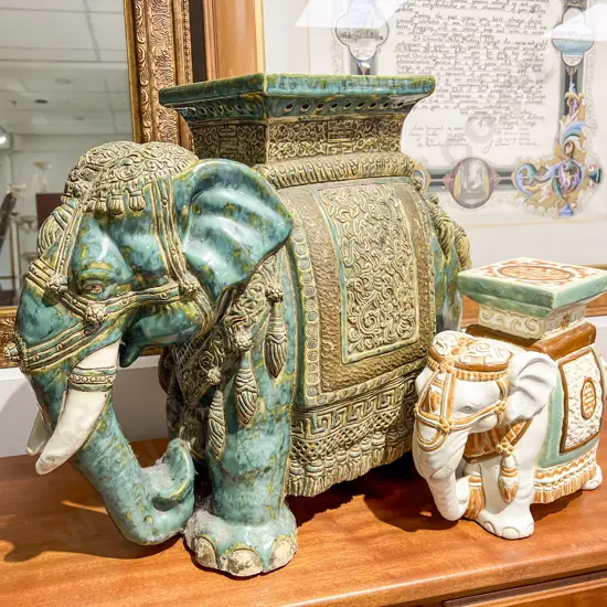 Elephant Form Plant Stand & Smaller Example