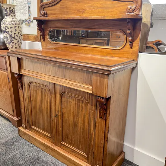 Vict Mahogany Chiffonier with Mirrored and Shelved Gallery Back
