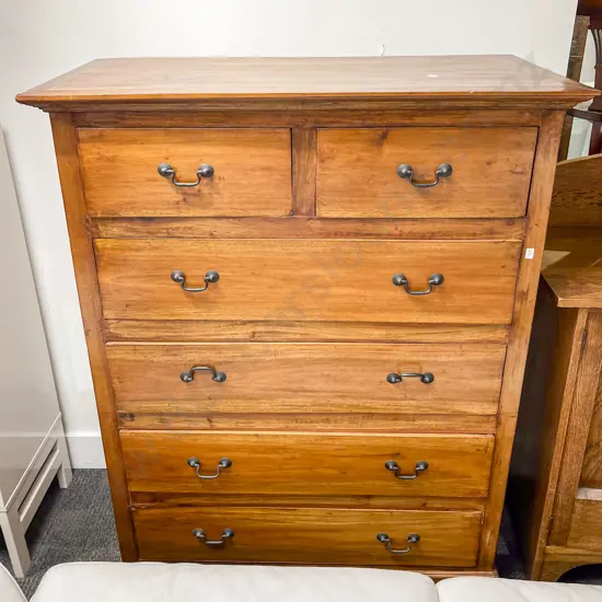 Large Hardwood Six Drawer Chest