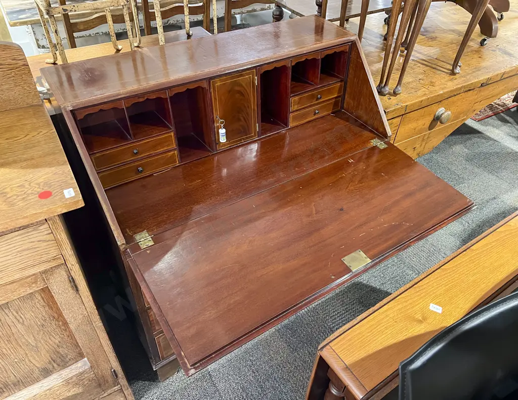 Edw Sheraton Revival  Mahogany Writing Bureau Image 1++