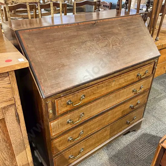 Edw Sheraton Revival  Mahogany Writing Bureau