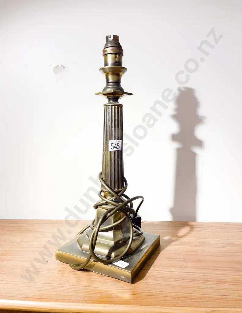 Heavy Brass Column Form Table Lamp Image 1++