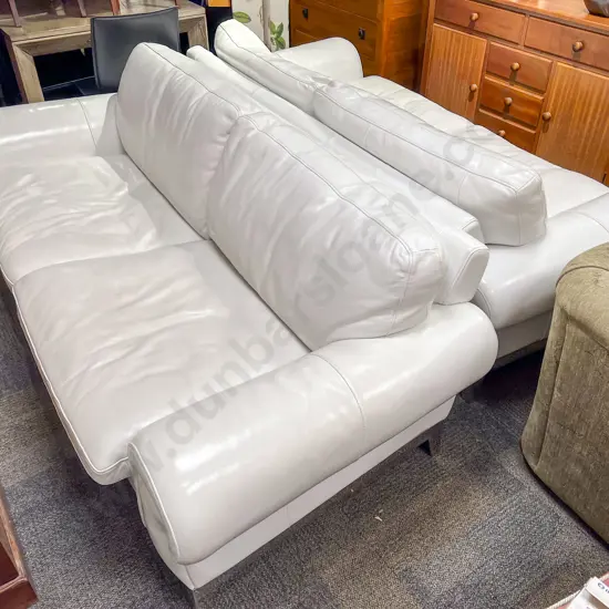Pair of Karmen Italian White Leather Two Seater Sofas
