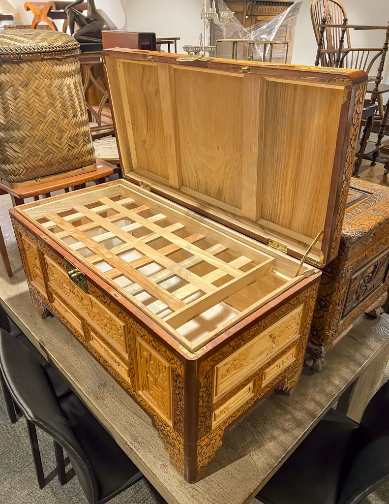 Carved Camphor Wood Chest Image 1++