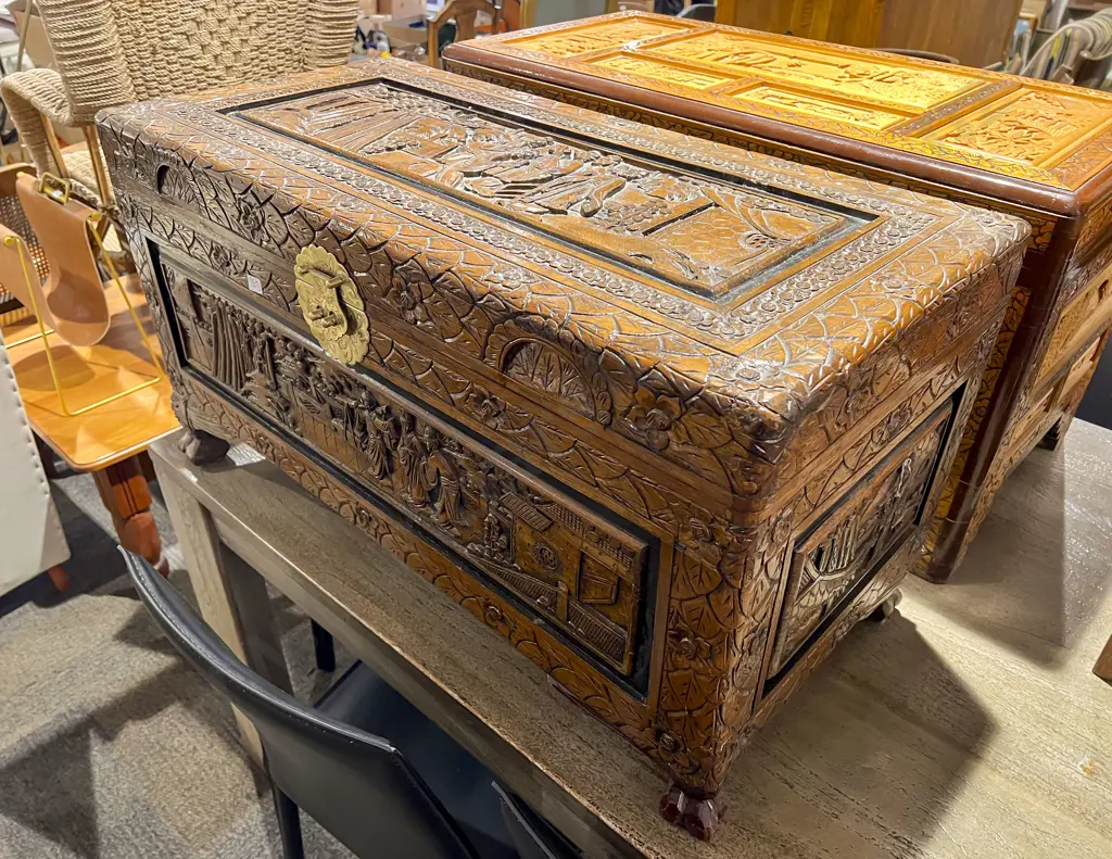 Carved Camphor Wood Chest Image 1++