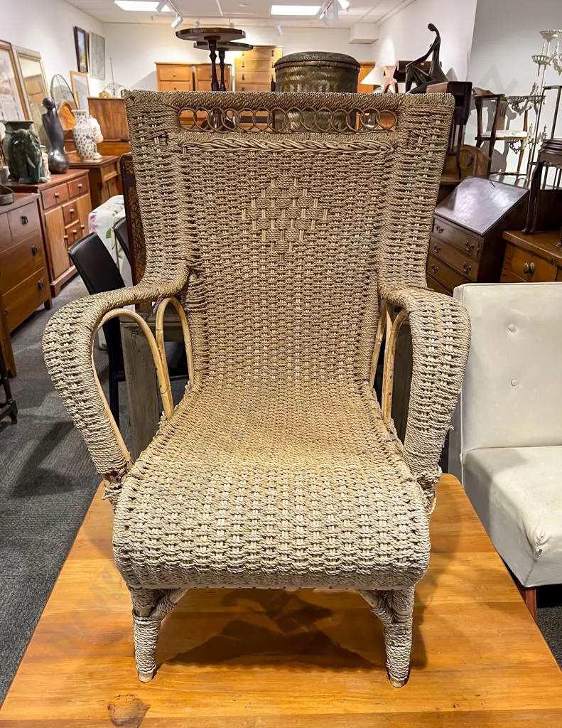 Vintage Seagrass Armchair (Faults) Image 1++