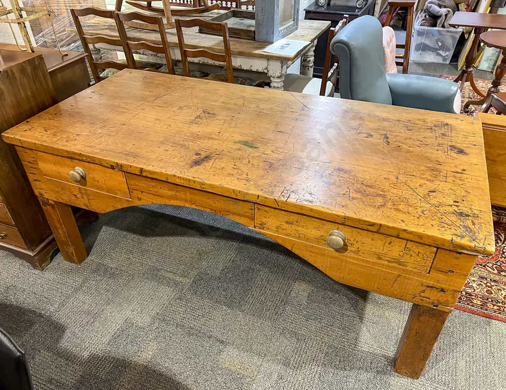 Large C19th Pine Desk or Work Bench Image 1++