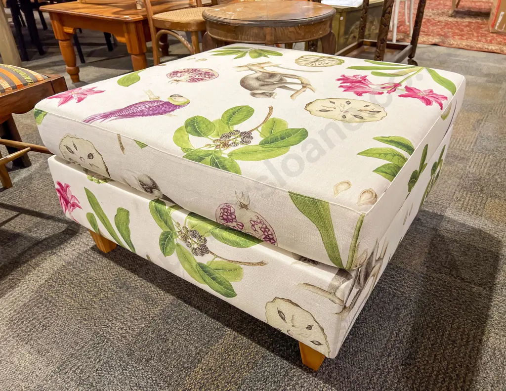 Large Modern Upholstered Footstool with Matching Squab Image 1++