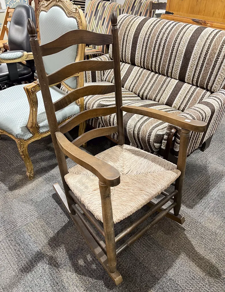 Reproduction Rush Seated Rocking Chair Image 1++