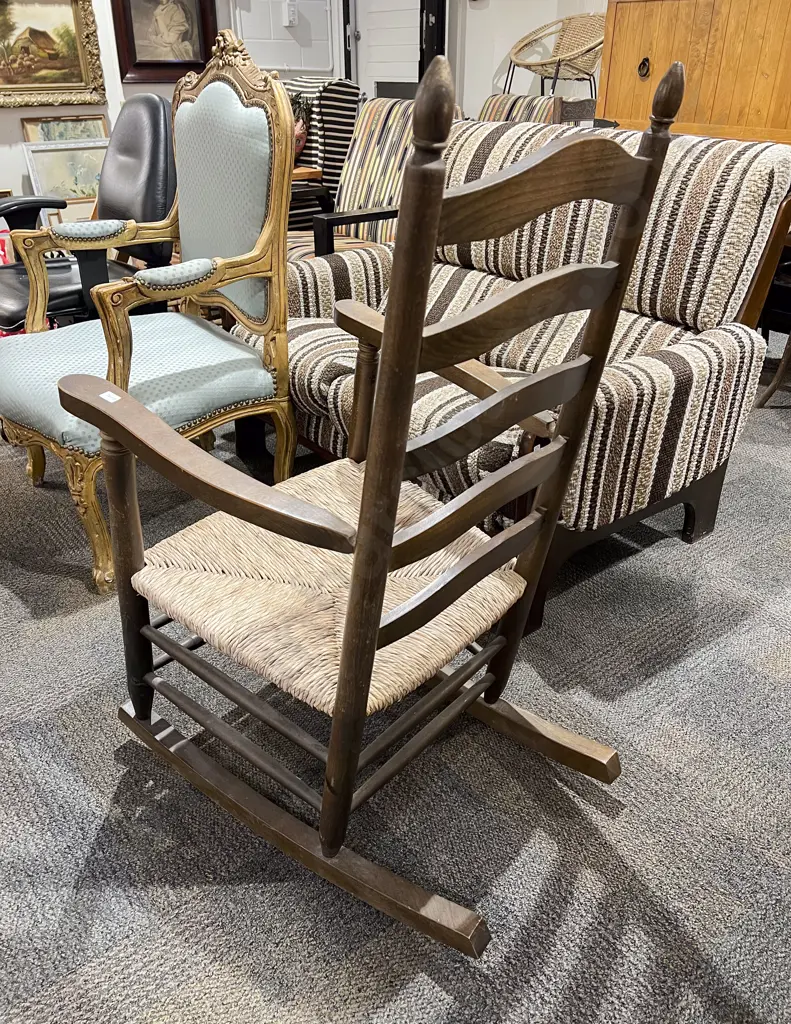 Reproduction Rush Seated Rocking Chair Image 1++