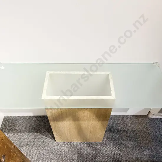 Marble Console Table with Glass Top