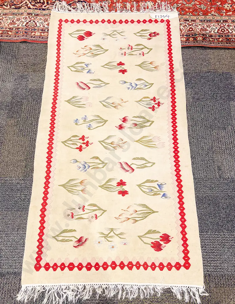 Handwoven Floor Rug with All Over Floral Depictions Image 1++