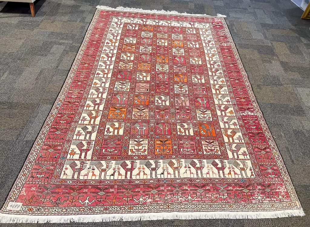 Turkish Pictorial Silk/Cotton Floor Rug Image 1++