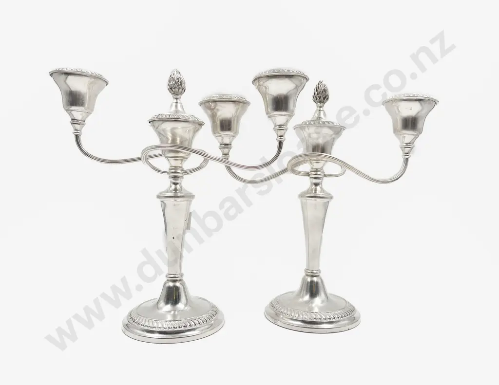 Pair S/Plate Christmas Table Candelabra Image 1++