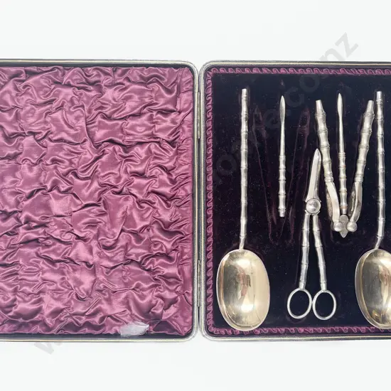Victorian Cased S/Plate Festive Serving Set (Missing One Pair of Nutcrackers)