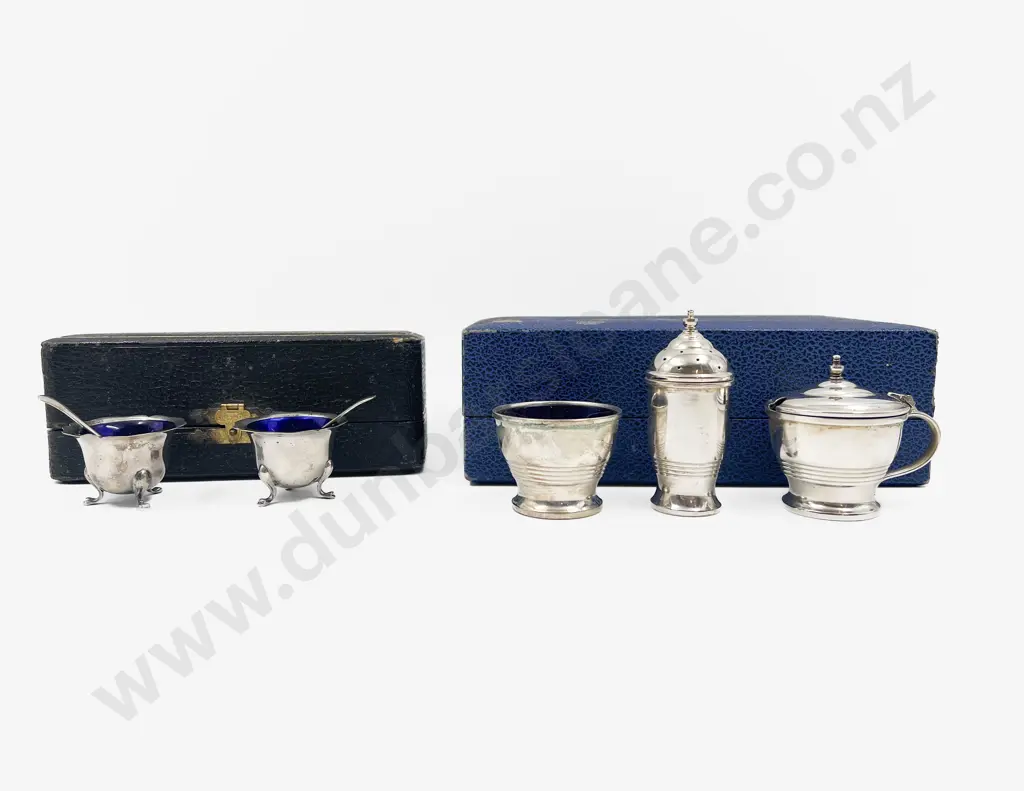 Cased S/Plate Condiment Set & Pair Salt Pots Image 1++