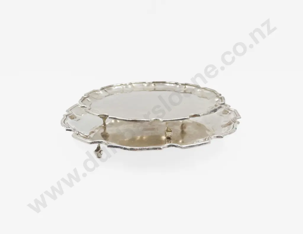 Pair of S/Plate Graduated Pie Crust Salvers Image 1++