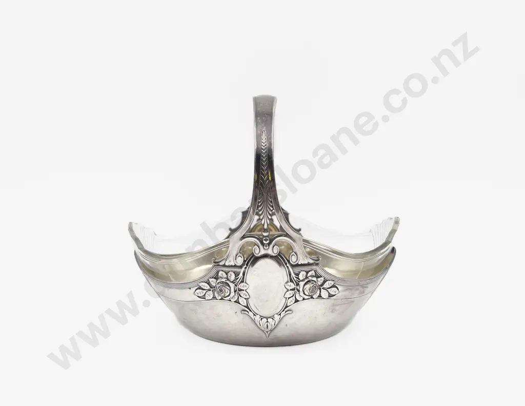 Art Nouveau WMF Style Bon Bon Basket with Original Glass Liner Image 1++