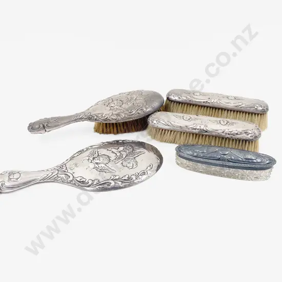 Five Gainsborough Angel Pattern S/S Dressing Table Implements