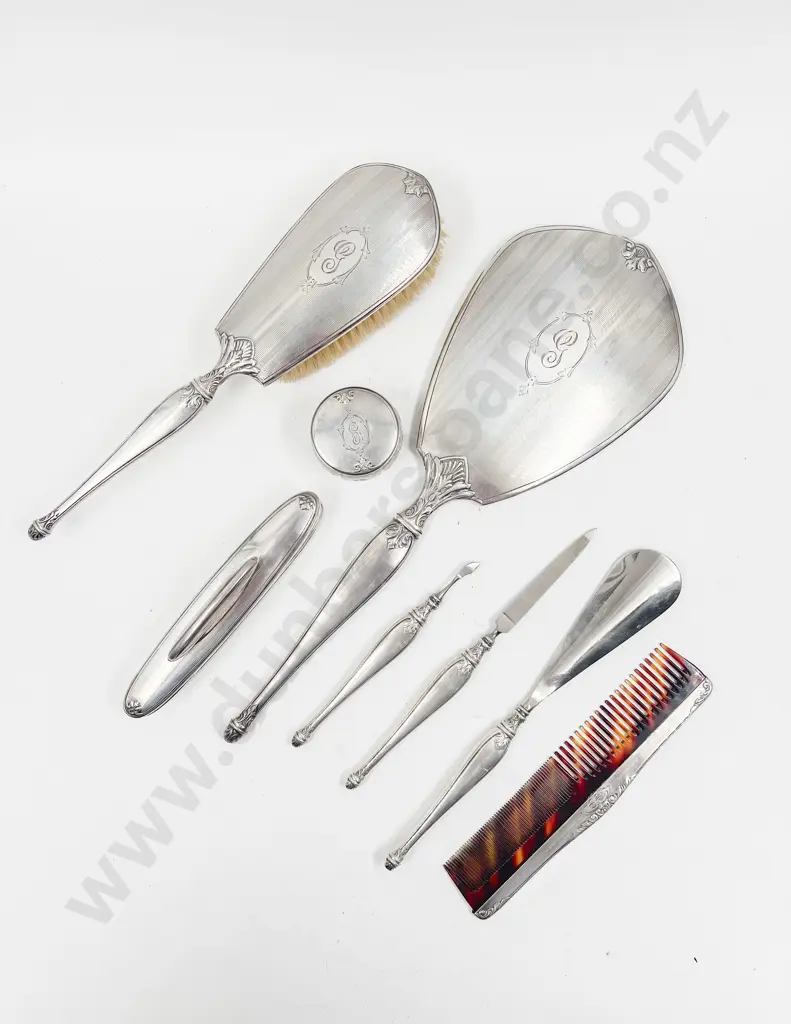 American Birks Sterling Silver 8pce Dressing Table Vanity Set Image 1++