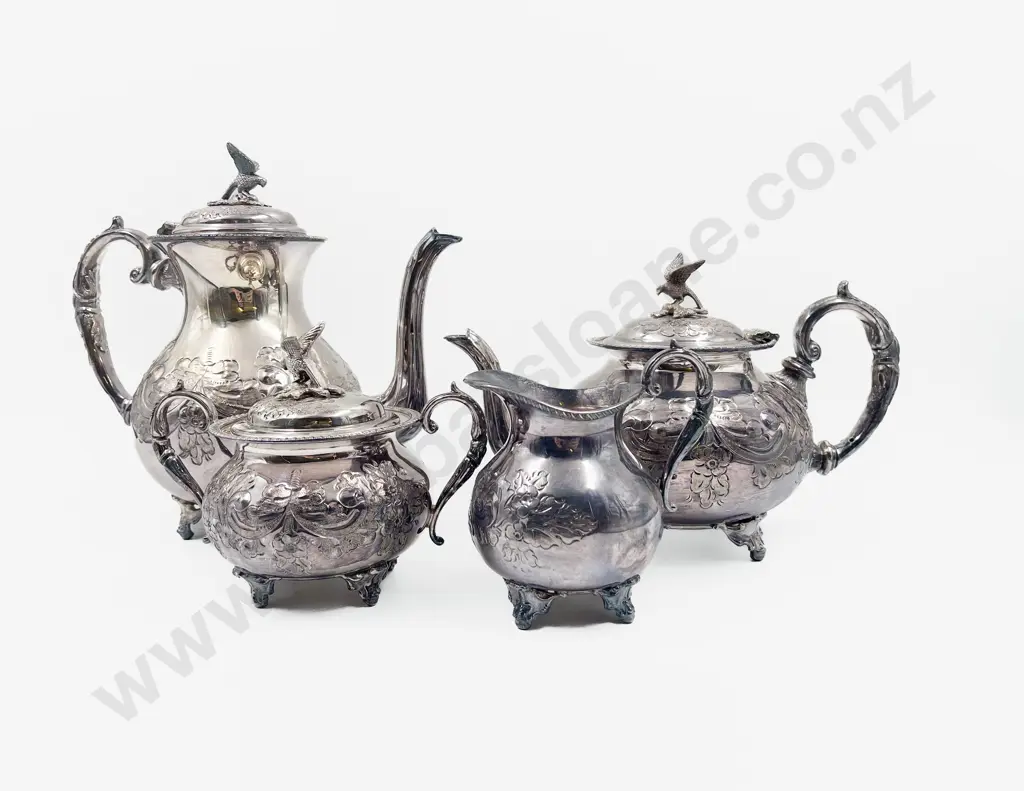 3pce S/Plate Tea & Coffee Set with Near Matched Cream Jug Image 1++