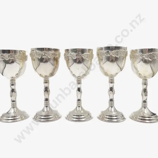 Five Large Coronet S/Plate Goblets