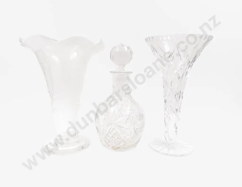 Crystal Decanter & Two Vases Image 1++
