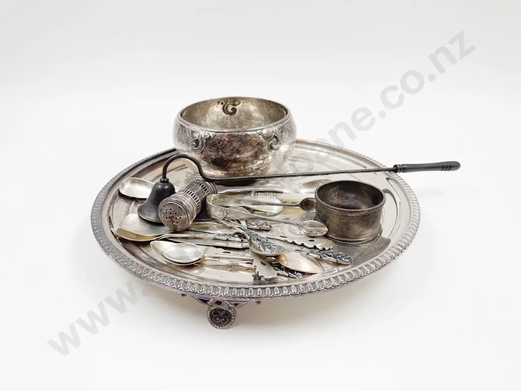Small Quantity of Assorted S/S & S/P on Footed Salver Image 1++