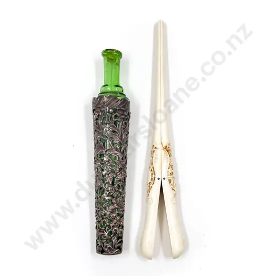 Vintage Lavender Bottle with S/S Overlay together with Ivory Glove Stretcher