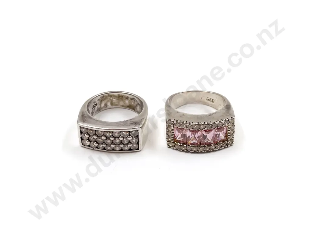 Two .925 Diamante Dress Rings Image 1++