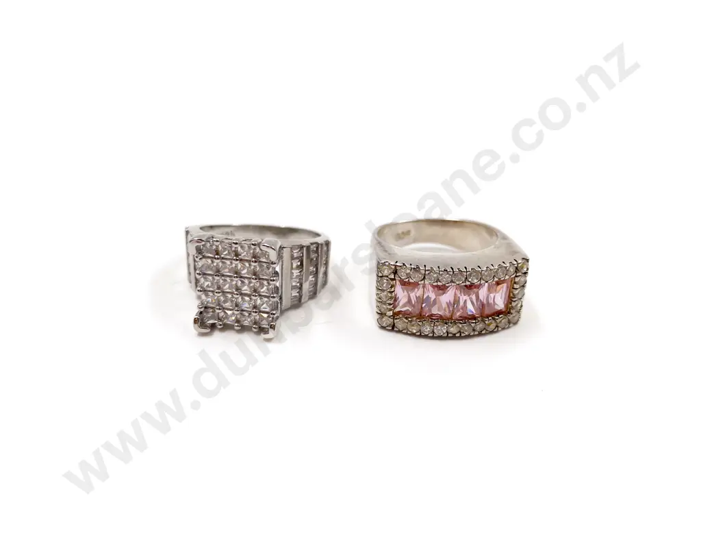 Two .925 Diamante Dress Rings Image 1++