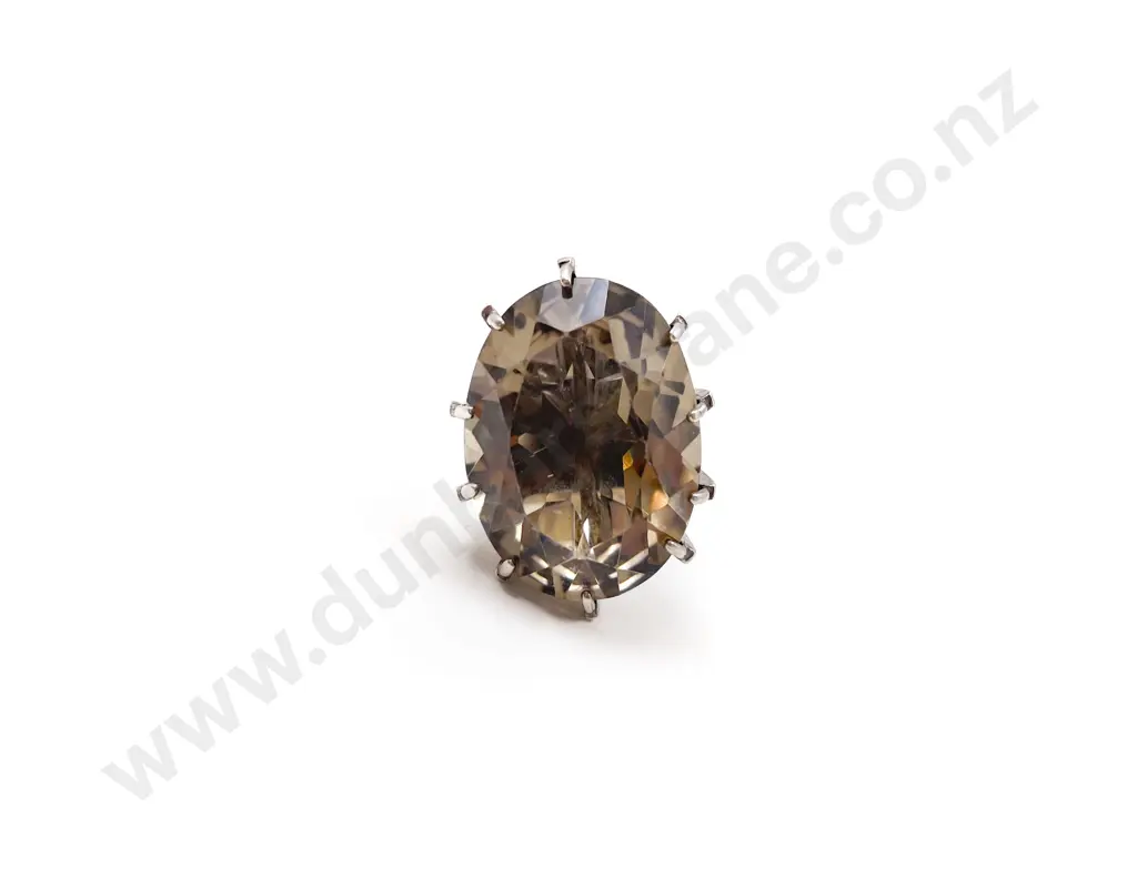 .925 Large Smoky Quartz Dress Ring Image 1++