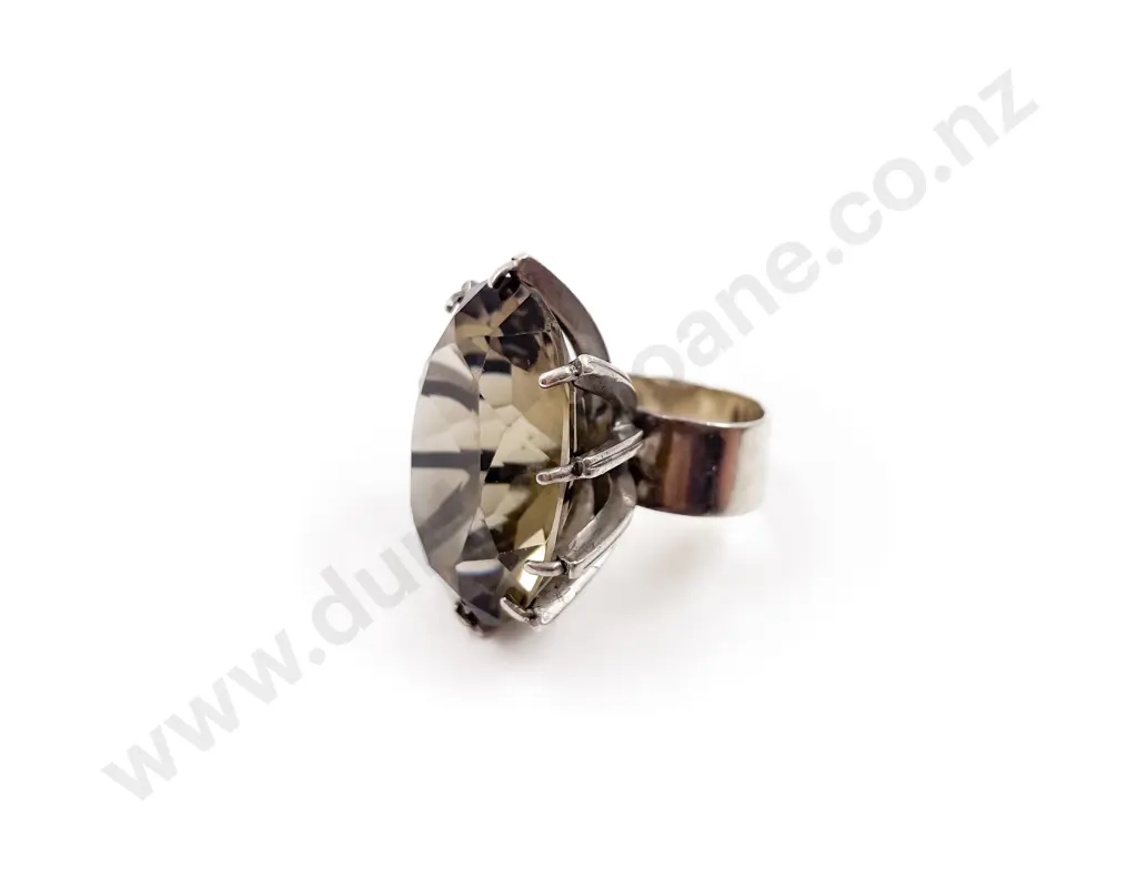 .925 Large Smoky Quartz Dress Ring Image 1++